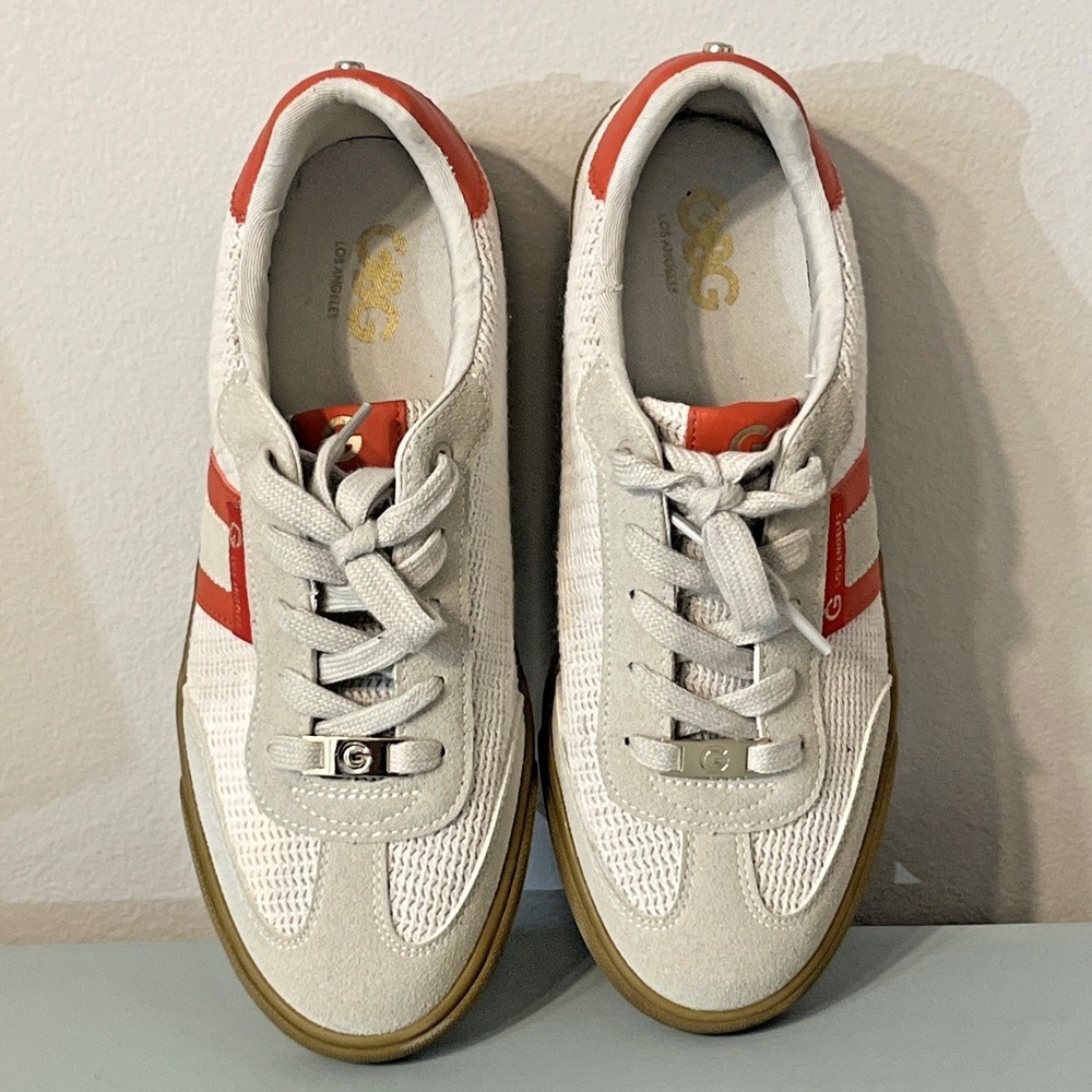 GBG Los Angeles Olimpia Sneakers Women's Size 9M Beige with Orange Accents - Picture 7 of 13